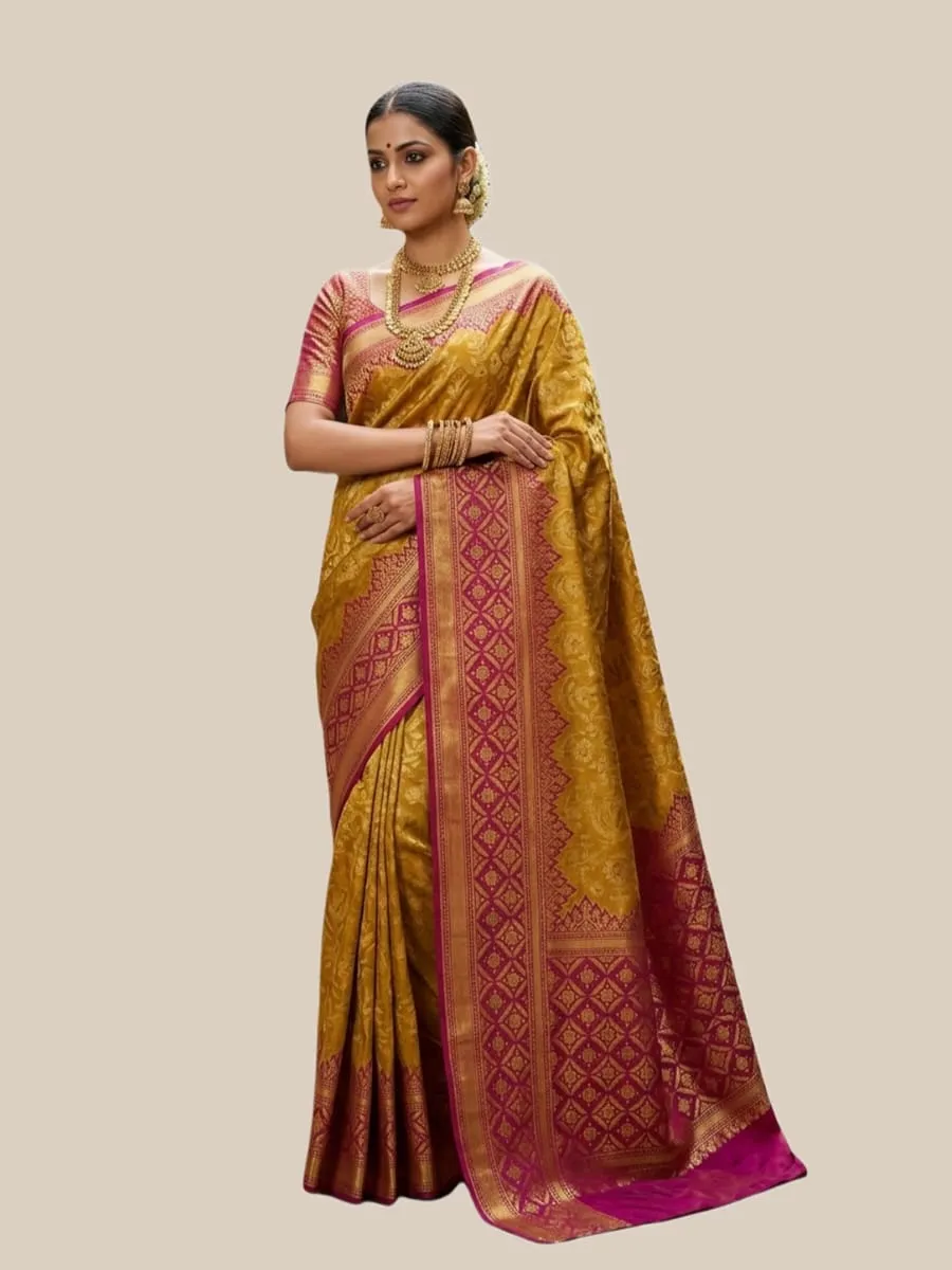 Bride in royal purple Kanchipuram silk saree 3